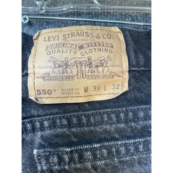 Vintage Levis 550 Jeans Mens 36x32 (32x30 Actual) Black Taper Leg Y2K ORANGE TAB - Picture 4 of 13